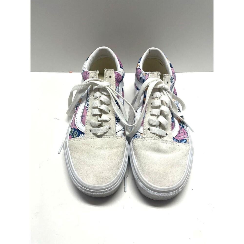 Vans Low Sneakers Tennis Shoes Retro Pink floral white suede top size 7 skater - Picture 2 of 12
